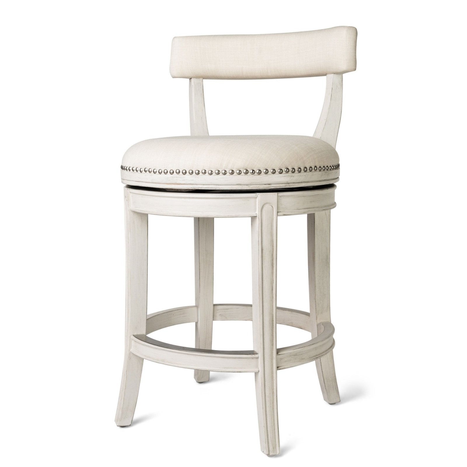 Alexander Counter Stool in White Oak Finish with Natural Color Fabric Upholstery in Stools by Maven Lane