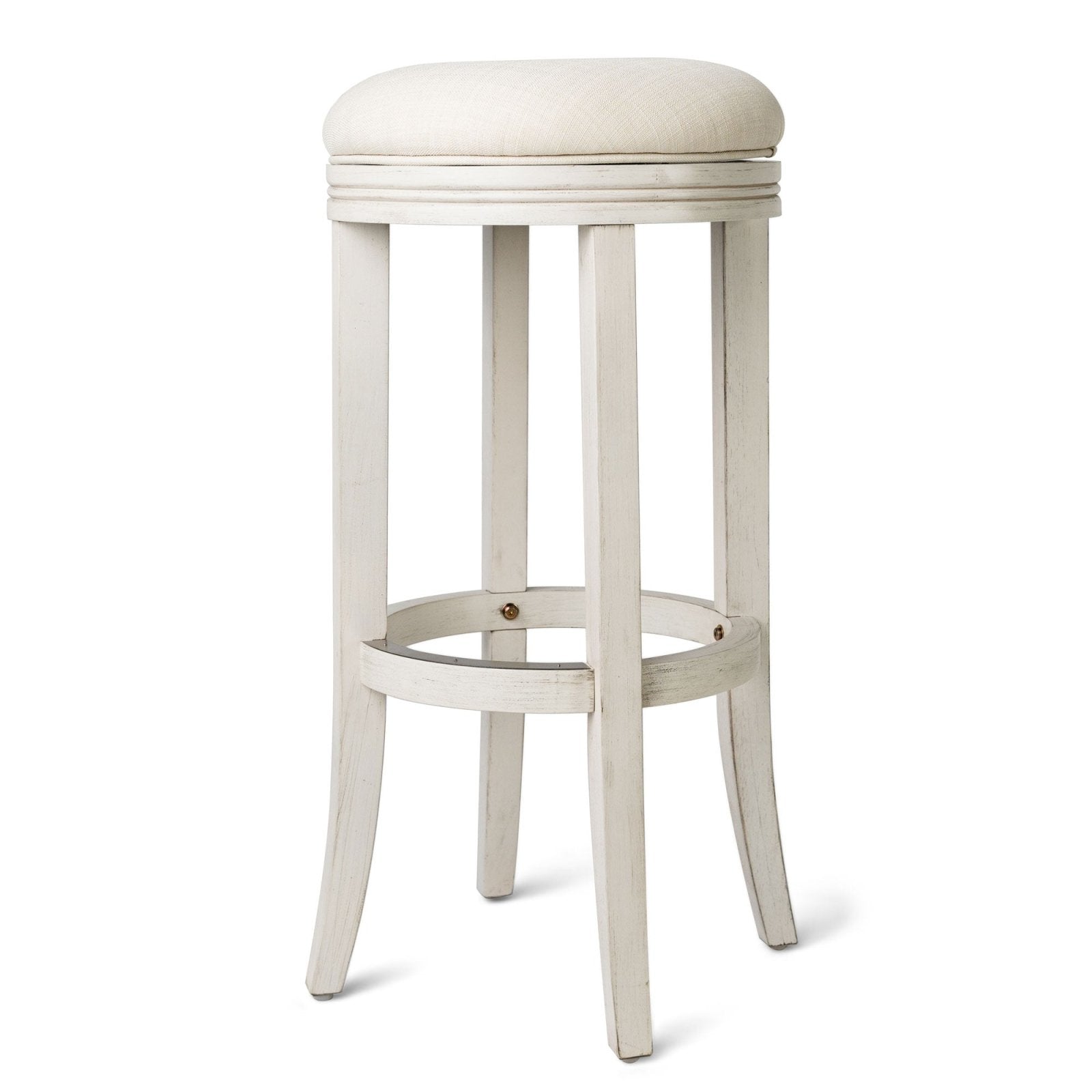 Eva Bar Stool in White Oak Finish with Natural Fabric Upholstery in Stools by Maven Lane