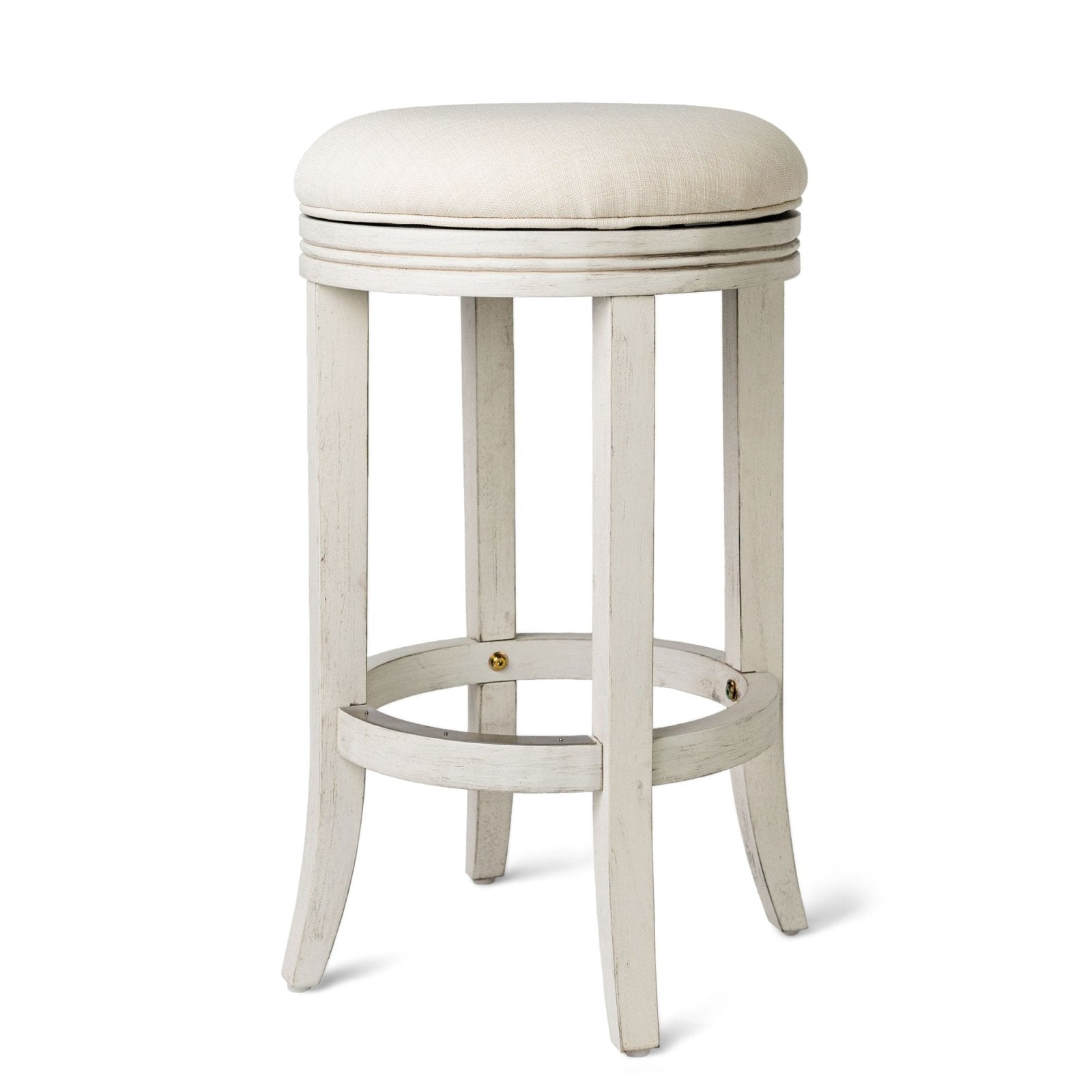 Eva Counter Stool in White Oak Finish with Natural Fabric Upholstery in Stools by Maven Lane