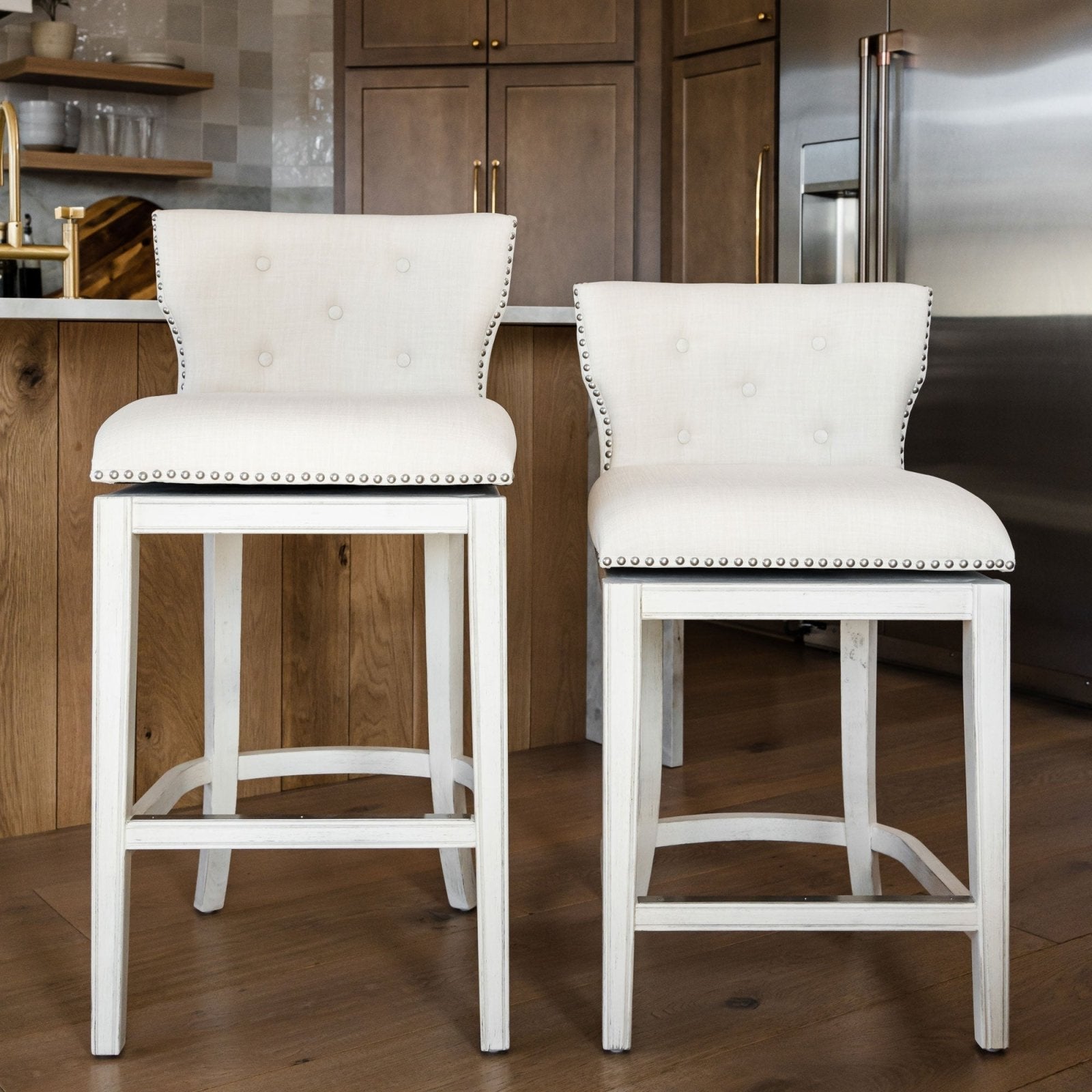 Tufted bar discount stools with arms