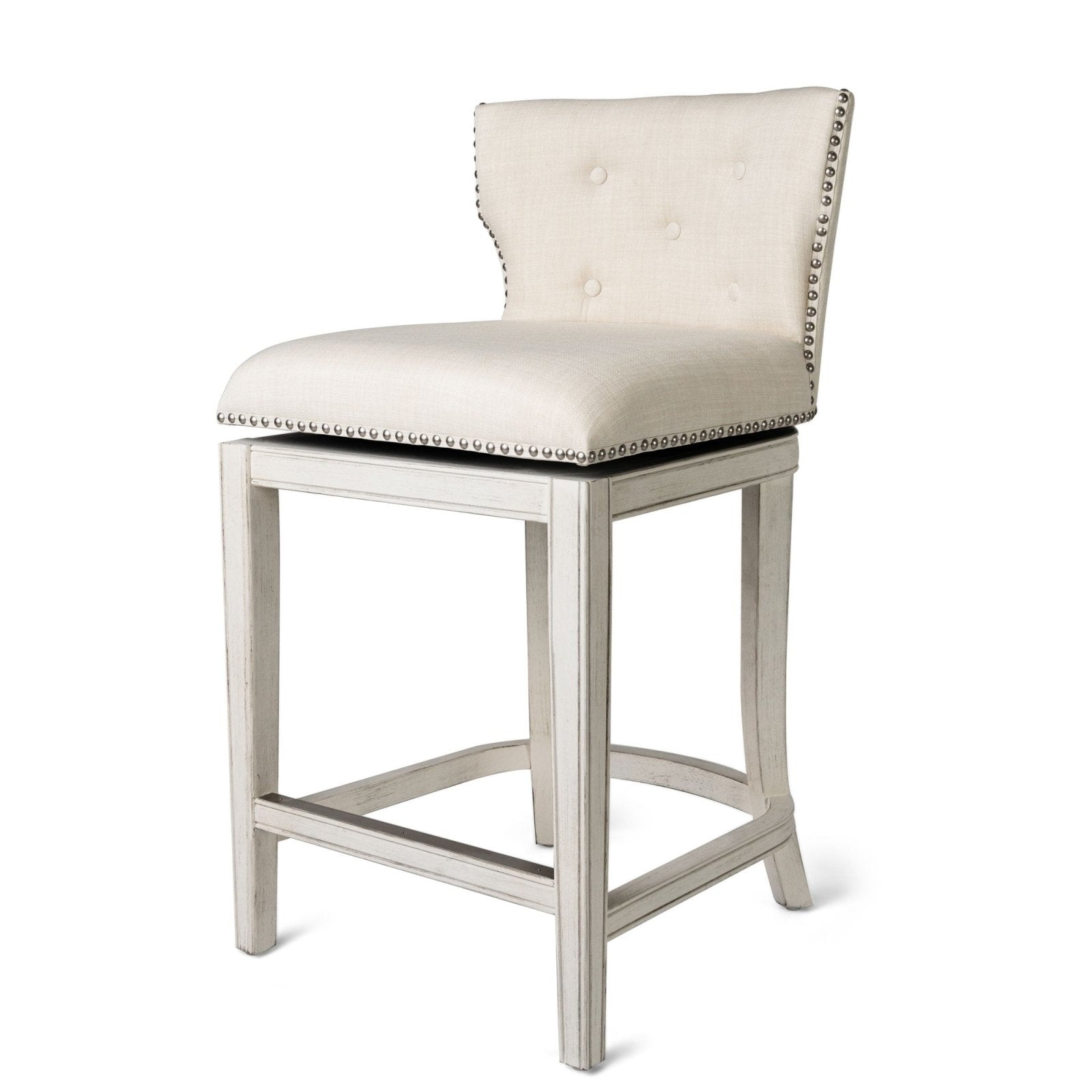 Hugo Counter Stool in White Oak Finish with Natural Fabric Upholstery