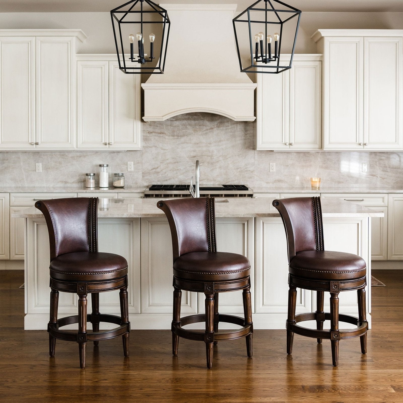 Pullman Counter Stool in Dark Walnut Finish with Vintage Brown Vegan L