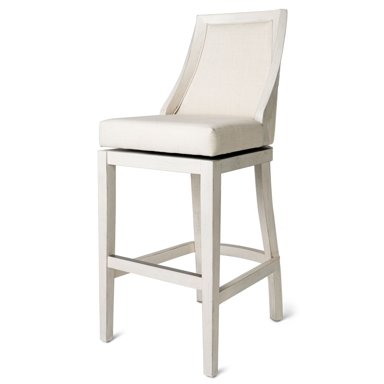 Vienna Bar Stool in White Oak Finish with Natural Fabric Upholstery in Stools by Maven Lane