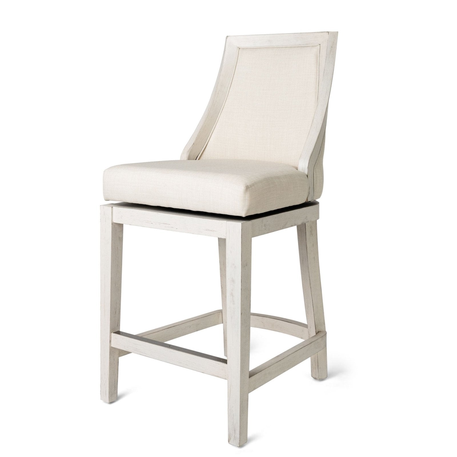 Vienna Counter Stool in White Oak Finish with Natural Fabric Upholstery in Stools by Maven Lane